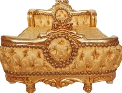 Casa Padrino Barock Hundebett Gold Muster / Gold - Handgefertigtes Antik Stil Hundebett - Prunkvolle Hunde Möbel im Barockstil - Antik Stil Tiermöbel - Barock Tiermöbel