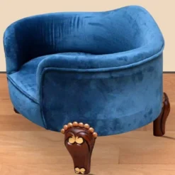 Casa Padrino Barock Hundebett Royal Blau / Braun / Gold - Barock Hundemöbel - Barock Tiermöbel - Prunkvolle Tiermöbel im Barockstil