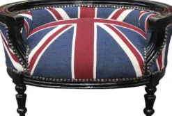 Casa Padrino Barock Hunde & Katzen Sofa Union Jack/Schwarz - Hundebett & Katzenbett 71,5 x 53 x 41 cm