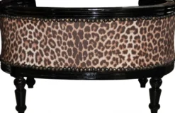 Casa Padrino Barock Hunde & Katzen Sofa im Leoparden-Design / Schwarz, Länge 71,5 cm, Breite 53 cm, Höhe 41 cm