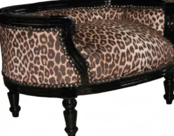 Casa Padrino Barock Hunde & Katzen Sofa im Leoparden-Design / Schwarz, Länge 71,5 cm, Breite 53 cm, Höhe 41 cm