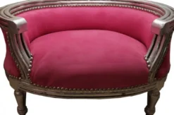 Casa Padrino Barock Hunde & Katzen Sofa im Antik Stil Rosa / Silber 71,5 x 53 x 41 cm