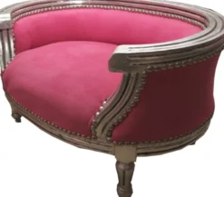 Casa Padrino Barock Hunde & Katzen Sofa im Antik Stil Rosa / Silber 71,5 x 53 x 41 cm