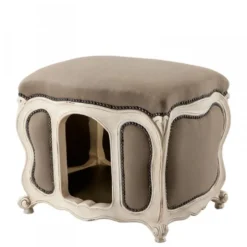 Casa Padrino Barock Hunde & Katzen Haus Luxury Sandfarben / Antik Weiß 60 x 50 x 50 cm