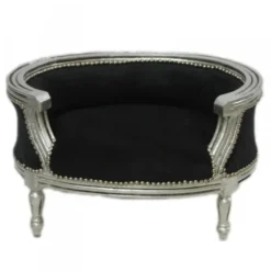 Casa Padrino Barock Hunde & Katzen Sofa im Antik Stil, Schwarz / Silber, Länge 71,5 cm