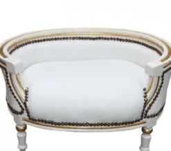 Casa Padrino Barock Hunde & Katzen Sofa im Antik Stil, Weiss / Gold, 71,5 x 53 x 41 cm