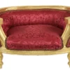 Casa Padrino Barock Hunde & Katzen Sofa Bordeaux Muster / Gold - Hundesessel Sitz Hundebett Katzenbett Hund Katze Möbel 71,5 x 53 x 41 cm