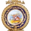 Casa Padrino Barock Keramik Wandbild mit verziertem Rahmen Mehrfarbig / Dunkelblau / Gold 28 cm - Barock Wanddeko