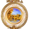 Casa Padrino Barock Keramik Wandbild mit verziertem Rahmen Mehrfarbig / Weiß / Gold 28 cm - Barock Wanddeko