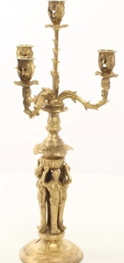 Casa Padrino Barock Kerzenständer Set Gold 16 x 16 x H. 42 cm - Barockstil Kerzenhalter aus vergoldeter Bronze