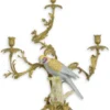 Casa Padrino Barock Kerzenständer Messing / Porzellan Papagei im italienischen Stil H62 cm - Antik Stil Kerzenhalter Vogel