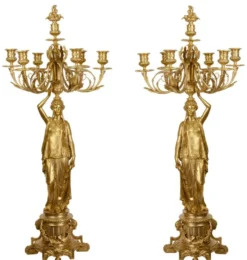 Casa Padrino Barock Kerzenständer Set Gold 37,5 x 32,5 x H. 86 cm - Edel & Prunkvoll