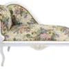 Casa Padrino Barock Kinder Chaiselongue Blumen Muster / Antik Weiss - Recamiere Kindersofa 109 x 49 x 72 cm
