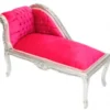 Casa Padrino Barock Kinder Chaiselongue im Antik Stil Pink / Silber, Länge 109 cm - Luxus Kindermöbel