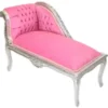 Casa Padrino Barock Kinder Chaiselongue Rosa / Silber Mod2 - Tron Barock Möbel, 109 x 49 x 72 cm