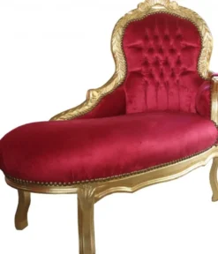 Casa Padrino Barock Kinder Chaiselongue - Edle Kindermöbel in Bordeaux und Gold - 101 x 51 x 93 cm