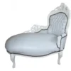 Casa Padrino Barock Kinder Chaiselongue Weiß / Weiß - Recamiere Barock Möbel - Höhe 93 cm