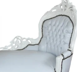 Casa Padrino Barock Kinder Chaiselongue Weiß / Weiß - Recamiere Barock Möbel - Höhe 93 cm