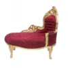 Casa Padrino Barock Kinder Chaiselongue Bordeauxrot Muster und Gold - Edles Kindermöbel im Antik Stil, 101 x 51 x 93 cm