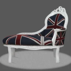 Casa Padrino Barock Kinder Chaiselongue Union Jack / Weiß - Recamiere aus Massivholz, 101 x 51 x 93 cm