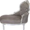 Casa Padrino Barock Kinder Chaiselongue in Grau und Silber, 101 x 51 x 93 cm - Edles Barock Möbel für Kinder