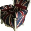 Casa Padrino Barock Kinder Sessel Union Jack / Creme - Massivholz Thron im englischen Design - 84 x 58 x 36 cm
