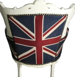 Casa Padrino Barock Kinder Sessel Union Jack / Creme - Massivholz Thron im englischen Design - 84 x 58 x 36 cm