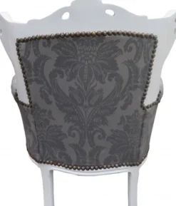 Casa Padrino Barock Kinder Sessel in Grau mit Barock Muster und Weiss - 84 cm x 58 cm