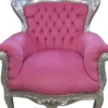 Casa Padrino Barock Kinder Sessel im Antik Stil Rosa / Silber - 84 cm x 58 cm