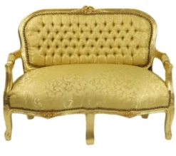 Casa Padrino Barock Kinder Sitzbank im Antik Stil, Gold mit Muster, 90 x 38 x 67 cm