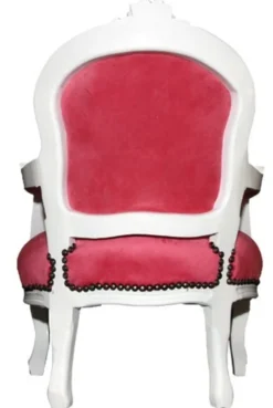 Casa Padrino Barock Kinderstuhl Armlehnstuhl in Rosa und Weiß - 71 x 51 cm - Handgefertigtes Luxusmöbel