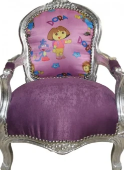 Casa Padrino Barock Kinderstuhl im Antik Stil - Lila / Silber, Höhe 71 cm - Hochwertiges Kindermöbel