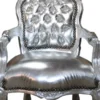 Casa Padrino Barock Kinderstuhl im Antik Stil - Silber mit Lederoptik - 51 x 34 x 71 cm
