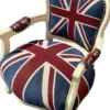 Casa Padrino Barock Kinderstuhl Union Jack/Creme - Massiver Armlehnstuhl im Antik Stil - 71 x 51 cm