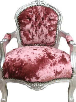 Casa Padrino Barock Kinder Stuhl Velour Altrosa / Silber - Kindermöbel