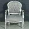 Casa Padrino Barock Kinderstuhl im Antik Stil - Hellgrau / Silber - 51 x 71 x 34 cm