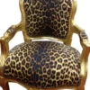 Casa Padrino Barock Kinderstuhl im Leoparden-Design mit Goldrahmen - 51 x 34 x 71 cm