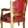 Casa Padrino Barock Kinderstuhl im Antik Stil - Bordeauxrot Muster mit Gold - 51 x 71 cm