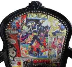 Casa Padrino Barock Kinderstuhl Comic Lederoptik / Schwarz - 51 x 73 cm