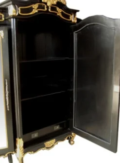 Casa Padrino Barock Kleiderschrank Schwarz / Gold - Schlafzimmer Schrank im Barockstil - Handgefertigte Barock Schlafzimmer Möbel