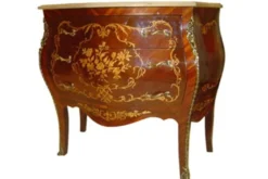 Casa Padrino Barock Kommode aus massivem Buchenholz Mahagoni Braun mit goldenen Metallapplikationen 87 cm - Hotel Collection