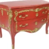 Casa Padrino Barock Kommode Antik Rot / Gold 130 x 65 x H. 90 cm - Handgefertigte Massivholz Antik Stil Kommode mit 2 Schubladen - Barock Möbel