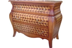 Casa Padrino Barock Kommode aus massivem Buchenholz Mahagoni Braun mit Rautenmuster und messingfarbenen Metallgriffen 122 cm
