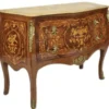 Casa Padrino Barock Kommode Braun mit Marmorplatte Creme und 2 Schubladen - Empire Kommode - 120 x 50 x H 90 cm
