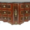 Casa Padrino Barock Kommode Braun / Gold / Grün 130 x 50 x H. 90 cm - Handgefertigte Massivholz Kommode mit 6 Schubladen und Marmorplatte - Barock Möbel