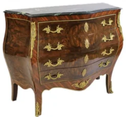 Casa Padrino Barock Kommode Bombay Empire Stil, Braun mit grüner Marmorplatte, 110 x 50 x H 90 cm