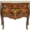 Casa Padrino Barock Kommode Braun mit cremefarbener Marmorplatte, 3 Schubladen, Empire Kommode, 100 x 50 x 90 cm