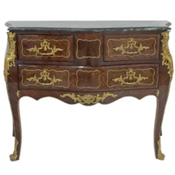 Casa Padrino Barock Kommode Braun mit grüner Marmorplatte 120 cm Handgefertigt - Barock Möbel Antik Stil