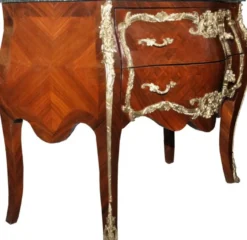 Casa Padrino Barock Kommode Braun mit Marmorplatte Mahagoni Intarsien B 129 cm - Barock Möbel Kommode