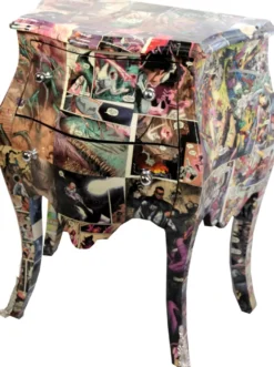 Casa Padrino Barock Kommode Comic Design 63 cm x H 75 cm Mod3 - Handgefertigtes Unikat - Limited Edition